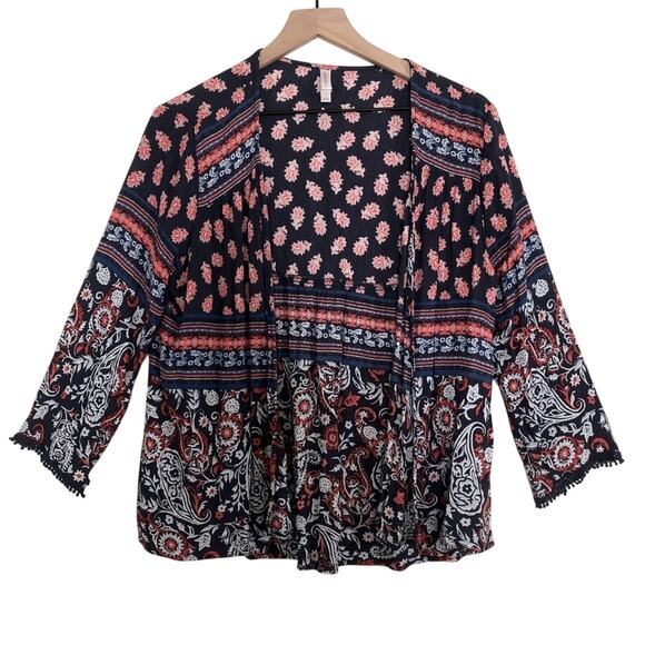 ❤️5/$25 SALE Target Xhilaration Floral Paisley Multicolor Open Cardigan Sweater - Picture 1 of 8